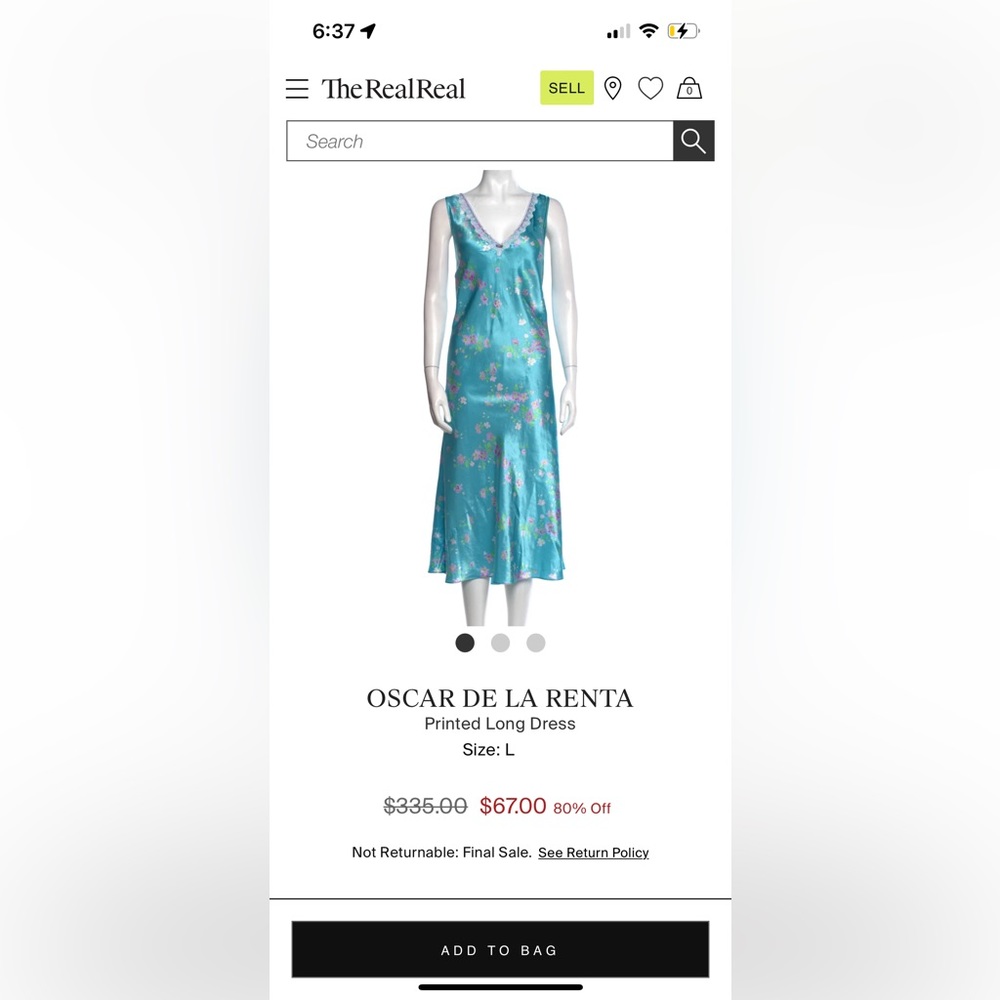 FINAL SALE Rare Oscar de la Renta Pink Label Blue Floral Slip Dress - Picture 6 of 6